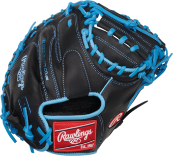 Rawlings R9 32.5" Catcher Glove Black/Columbia Blue RHT