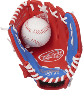 Rawlings Players Series 9" Youth Glove with Soft Core Ball Red/Blue RHT Rawlings Players Series 9" Youth Glove with Soft Core Ball Red/Blue RHT